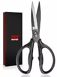 SHAN ZU Küchenschere Robust, Japanische Schere Küche aus 5Cr15MoV Edelstahl, 21 cm Scharfe Haushaltsschere für Geflügel/Kräuter/Hühnchen mit Geschenkbox, Spülmaschinenfeste, Schwarz Titanbeschichtet