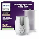 Philips Avent Premium 2-in-1 Flaschenwärmer und Sterilisator – Warmwasserbadtechnologie mit Krankenhaus-Standard, intelligentem Temperatursensor, verhindert heiße Stellen,SCF359/00