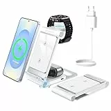 3 in 1 Induktive Ladestation Faltbar für Samsung Galaxy S25 Ultra Plus FE S24 S23 S22 S21 S20 Series Z Flip Z Fold 7 6 5 4 für Galaxy Watch 8/Ultra/7/6/Classic/5/Pro/4 für Galaxy Buds mit 20W Netzteil