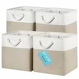 OrganiHaus Aufbewahrungsbox 30x30x30 cm 4er-Set, Stoffwürfel Regalkörbe, Aufbewahrungsbox Stoff, Ablagekörbe für das Kinderzimmer, Faltbox 30x30, Körbe für Kallax, Kisten für Kallax Regal Beige/Weiß