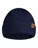 DANISH ENDURANCE Merino Mütze, Klassische Wollmütze, Warme Wintermütze, Thermo Beanie, Weich, Stretchy, Unisex, für Damen & Herren, Blau, One Size