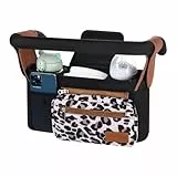 Momcozy Kinderwagen Organizer Universal mit Isolierten Getränkehalter/Becherhalter, Buggy Kinderwagentasche Baby Zubehör mit Reißverschlusstasche, Schultergurt und Stauraum für Windeln&Handys