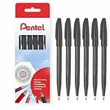 Pentel S520 Original Sign Pen Fasermaler, Fineliner, 2 mm Spitze, 1 mm Linie, 6 Stück (schwarz)