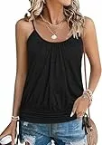 Zeagoo Tops Für Damen Spaghettiträger Tank Top Sommer Armellose Camisole Strand Bluse Basic Einfarbig Trägershirt Schwarz XL