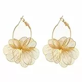 MIYUEFAN Blumen Ohrringe Damen 14K Vergoldet Blumenohrringe 3D Große Gold Tropfen Ohrstecker Hypoallergene Schmuck Geschenke für Frauen (Gold-Stil A)