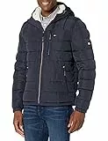Tommy Hilfiger Herren Midweight Sherpa Lined Hooded Water Resistant Puffer Jacket Mantel, Midnight Tech, M