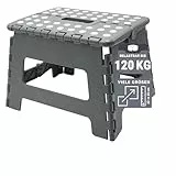 ZOLLNER Tritthocker faltbar - Klapphocker für Kinder und Erwachsene bis 120kg - Anti-Rutsch-Beschichtung - mit praktischem Tragegriff - extrem leicht - 22 cm hoch - Kunststoff - anthrazit