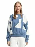 TOM TAILOR Denim Damen 1049413 Sweatshirt, 38860-Mid Blue White Big Scale Print, M