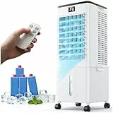 Klimagerät ohne Abluftschlauch 10L, 60W Klimaanlage Mobil, 12H Timer, klimaanlage ohne abluftschlauch 3 Modus, 120°Oszillation, Abnehmbare Wassertank, Tragbarer Luftkühler für Zuhause Büro Perlweiß