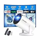 Proiettore 1080P FHD [2026 Upgraded] Mini Proiettore Portatile 4K Con WiFi 6 BT 5.2 Videoproiettore Supporta Rotativo a 270°Projector Auto Keystone TV Stick/USB/HDMI/PC Con Cavo HDMI & Mouse,Bianco