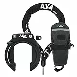 AXA Block XXL Rahmenschloss + ULC 100 Einsteckkette, Set mit Tasche – Fahrradschloss mit Plug-in-Kette – Sicherheitslevel 12 – Länge 100 cm – Schlüssel nicht abziehbar, Schwarz