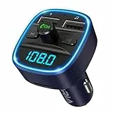 ORIA Auto Bluetooth 5.3 FM Transmitter, Bluetooth Adapter mit 2 USB Anschlüsse (2,4A &1A), Auto Radio Adapter, KFZ Freisprechen, LED Anzeige, TF Karte & USB-Stick verfügbar - Blau