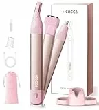 Nasenhaarschneider für Frauen, 3-in-1-Gesichtshaarentfernungs-Trimmer mit Aufbewahrungsbasis, wasserdicht, tragbar, wiederaufladbar über USB, mit Reisetasche, trimmt Nase, Ohr, Augenbrauen