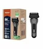 GRUNDIG MS 8330 Herrenrasierer, 60 Min Betriebszeit, Ausklappbarer Langhaarschneider, 3-fach Schneidsystem, Gehäuse aus 74% recyceltem Kunststoff, Weltweite Nutzung, Dunkles Mattchrom/Rot