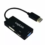 LogiLink CV0109 4K DisplayPort auf DVI/HDMI/VGA Adapter Schwarz
