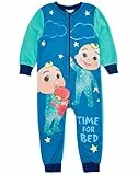 Cocomelon Jungen Strampler in Blau | Kinder All In One Fleece Pyjama Loungewear | Spaß JJ Zeit fürs Bett Kuschelige Pyjamas Schlafanzug Nachtwäsche