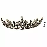 Minkissy Barock-Krone, Retro, Gothic, Strass-Prinzessin, Schwarz, Kristall, für Cosplay / Party / Halloween
