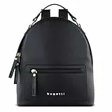 bugatti Ella Rucksack klein für Damen, modischer Tagesrucksack in Saffiano-Art aus Kunstleder, schwarz