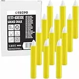 TECPO Reifenkreide weiß, 12-teilig Universal-/Reifenkreide Reifenmarker wasserfest wischfest Fettkreide Reifenstift hohe Deckkraft präzise Markierung Reifenmarkierer