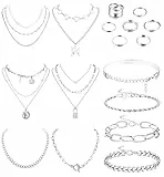 CASSIECA Silber Schmuck Sets für Frauen 17 Stück Chmuckset für Teenager-Mädchen mit Halsketten Armbändern Ringen Schmuckpaketen für ihren Geburtstag Weihnachten Valentinstag Frauengeschenke