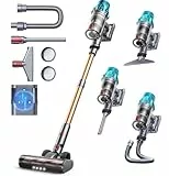 Fieety Akku Staubsauger Kabellos, 50kPa/600W Starkes Saugen, 65Min, 1.6L Beutellos - 8-in-1 Mit Anti-Haar-Wickel, Sofabürste & Ladestation, Ideal für Tierhaare, Teppiche, Hartböden, Auto
