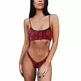 TSWRK Damen Bikini Set Cutout Bikini Split Swimsuits Leopard Schlange Badeanzug Zweiteiliger Bademode Push-Up Badeanzug