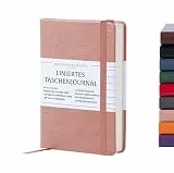 Beechmore Books Notizbuch liniert - A6, Rosa, Taschenformat I Premium Hardcover Diary aus veganem Leder, 120gsm creme Papier, Geschenkbox, für Schriftsteller, Journalisten, Meetings & Studenten