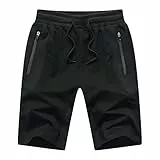 Tansozer Kurze Hosen Herren Mit Taschen - Sommer Sport Gym Shorts - Jogginghose Kurz - Sweat Hose Männer Jogging Shorts Schwarz L