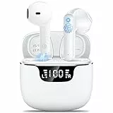 Godyse Bluetooth-Kopfhörer, kabellos, Bluetooth 5.4, mit 4 ENC, Geräuschunterdrückung, Mikrofon, IPX6, wasserdicht, HiFi, Stereo, Touchscreen, 42 Stunden, kabellose Kopfhörer für iOS Android, Weiß