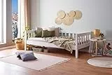 Inter Link - Sofabett – Tagesbett – Gästebett – Bett aus massiver Kiefer – 90 x 200cm – Schlafsofa – Inklusive Lattenrost - Weiß lackiert – Sintro