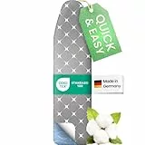 SimplySmooth Premium Bügelbrettbezug 120x40 I OEKOTEX100 I Made IN Germany I Bügeltischbezug I Komfortpolster I Bügelbezug für 115-122x35-40cm Bügelbrett Bezug für Dampfbügelstation I Größe M