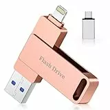 Vackiit 128GB USB Stick für iPhone Echte Kapazität,Apple-zertifizierter USB 3.0 MFi Lightning Stick,USB-C Foto-Stick,Externer Speicherstick für iPhone,iPad,OTG-fähige Android-Handys,Mac und PC 3-in-1