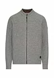camel active Herren Strickjacke aus Reiner Lammwolle Steingrau, Menswear-L