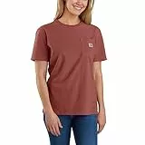Carhartt Loose Fit Schwergewicht Kurzarm-T-Shirt K87 mit Tasche Damen Braun L
