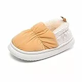 Fudaolee Winter Hausschuhe Kinder Baumwoll Gefüttert Pantoffeln Mädchen Jungen Warme Plüsch Hausschuhe Kleinkind Weiche rutschfeste Home Slippers Indoor Outdoor Gelb EU35/36 = CN36/37