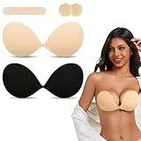 Klebe BH Push up Ohne Träger Unsichtbarer Trägerloser BH Push up Strapless Bra Selbstklebender Klebebh für Rückenfreies Kleid Klebe-BHS Große Brust und Sticky Bra für Kleine Brüste