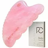 Rena Chris Großes Gua Sha, Natürlicher Jade Gua Sha Stein, Guasha Massagesteine für Lymphdrainage, Ganzkörperanwendung Beine Rücken und Gesicht (Rosa)