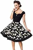 Belsira Vintage Kleid Frauen Mittellanges Kleid schwarz 3XL
