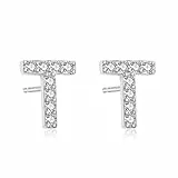 Aroncent Ohrringe Buchstabe 925 Sterling Silber Buchstaben Ohrstecker Initiale Ohrschmuck mit Zirkonia T