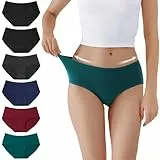 TUUHAW Unterhosen Damen Unterwäsche 6er Pack Baumwolle Slips Mittel Taille Panties Mehrfarbig05-L
