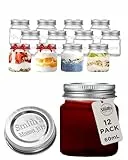 Smiths Mason Jars Glas Chupitos 12 Pack x 2oz oder 60ml pro Shot Gläser mit Deckel Ideal Kräuter und Gewürze Lagerung, Einmachgläser, Hochzeitsgeschenke und ideal für die auf dem Sprung suaces