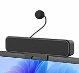 Inwa PC Lautsprecher, USB Monitor Speaker mit Mikrofon, Stereo & Bass, EIN-Knopf-Stummschaltung, Plug-and-Play Speaker Clip per 0.1-1.1’ PC Monitor, Desktop, Laptop und Mac (Schwarz)