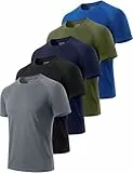 CIMIC 5er Pack Sport Tshirts Herren Funktionsshirt Sportshirt Herren Kurzarm T Shirt Atmungsaktive Trainingsshirt Männer Fitness Gym Laufshirt Wandershirt Men Set 510 Black Grey Green Navy Blue S