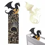 Schwarze Goldene Drachen Lesezeichen Doppelseitiges Muster Acryl Cool Dragon Bookmark Mit Sonne Und Wolken Bücherregal Dekoration Für Jungen Mädchen Buchliebhaber Freunde Familie Lesebegeisterte