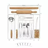 Vtopmart Besteckkasten für Schubladen,Besteckeinsatz Ausziehbarer mit 6-9 Fächern Transparenter,Schubladentrenner mit Messerfach & Etiketten,Küchen Organizer,Breite von 36.5 auf 46.4 cm