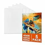 Leinwand zum Bemalen Set (5er Pack) – 45 x 60 cm, Vorgespannte Weiße Künstler Canvas Panel Leinwände - 3mm starkem Malkarton -Geeignet für Acryl und Öl Malerei Sowie zum Skizzieren und Zeichnen