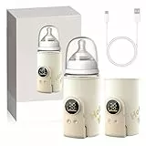Flaschenwärmer Baby Unterwegs, Tragbarer Baby Flaschenwärmer mit LCD-Display 8000mAh Milchwärmer Baby mit 6 Einstellbare Temperatur 38-50℃ USB Babyflaschenwärmer für Alle Flaschen Geeignet (Gelb)