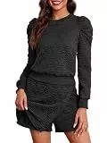 Fisoew 2-teiliges Loungewear-Set für Damen, langärmelig, Argyle-Sweatshirts und Wickel-Skorts, Freizeit-Sets, Schwarz , XXL