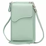 HoaaiGo Handytasche zum Umhängen, Handy Umhängetasche Leder Klein Damen, Kunstleder Crossbody Schultertasche, Phone Bag Handy Tasche Geldbörse mit Verstellbar Schultergurt unt 4 Kartenfächer (Grün)
