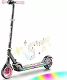 FanttikRide C9 Apex Elektroroller für Kinder ab 8 Jahren, Bluetooth-Musik, Bunte Regenbogenlichter, 8/12/16 km/h, 8 KM Reichweite, LED-Anzeige, Höhenverstellbar, Faltbar, für Jungen und Mädchen Rosa